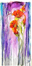 Original Painting Abstract Acrylic Poppies Flowers Drip 24 X 48 Canvas C Togel
