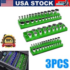 3pcs Magnetic Socket Organizer Socket Green 14 38 12 Drive Socket Holder