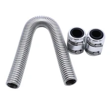 1 Set SHLPDFM Silver Stainless Steel Universal 24" Radiator Flexible Coolant 