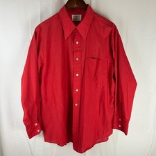 Towncraft Button Down Shirt Mens L Red Vintage Penn-Prest Long Sleeve Pocket