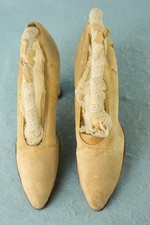 Vintage Edwardian Silk Satin Shoes w Wooden Shoe Inserts Display Only