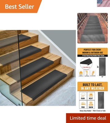 Durable Bullnose Non-Slip Stair Mats for Concrete, Brick, and RV Steps - 5 Pack