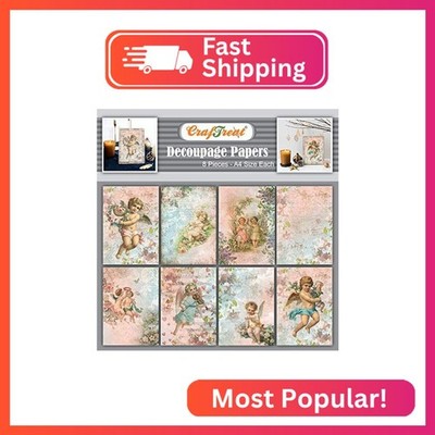 CrafTreat Angel Decoupage Paper A4 (8.3 x 11.7 Inch)   8 Sheets Angel Set I & II