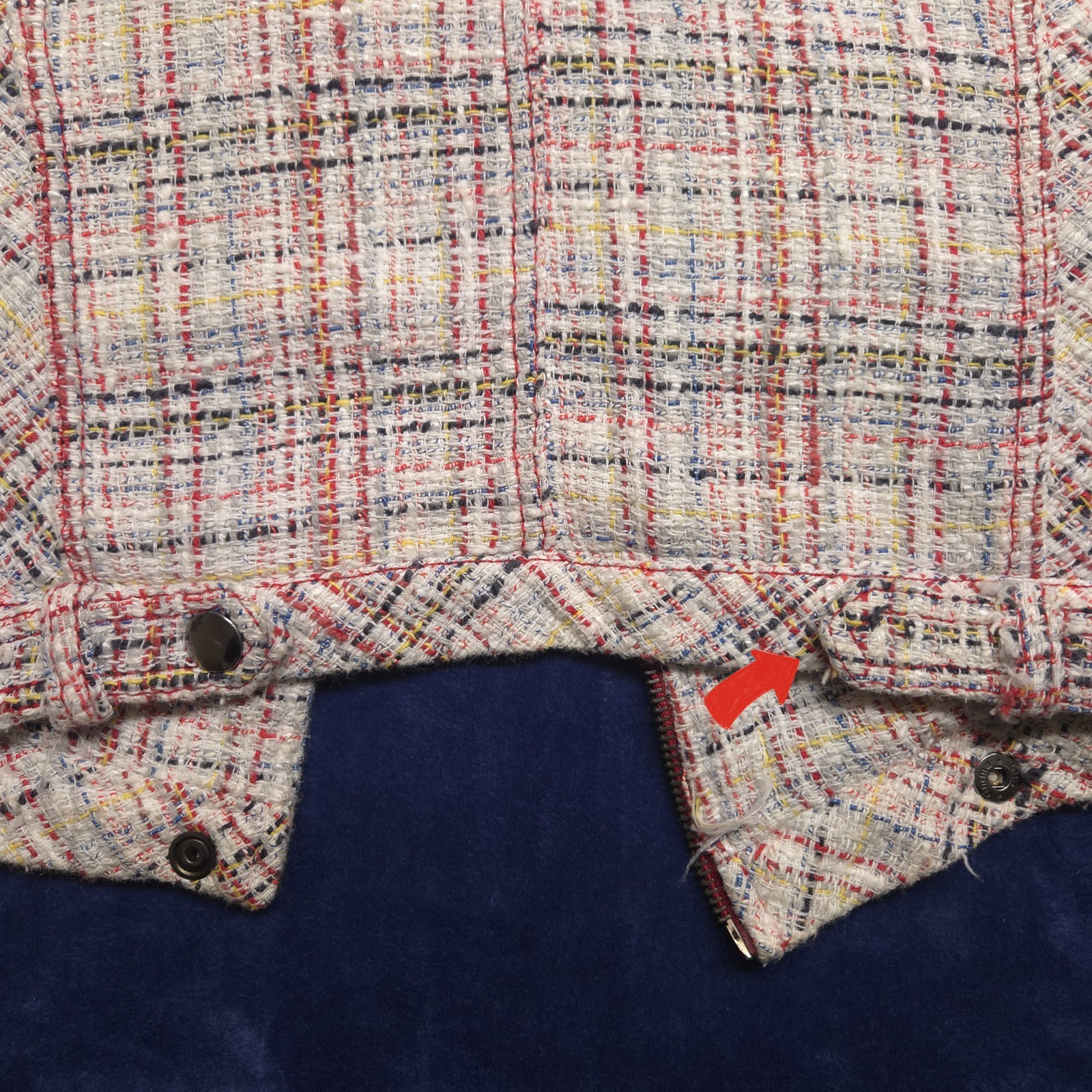 Zara Basic Tweed Moto Jacket Multicolor Bouclé Zi… - image 6