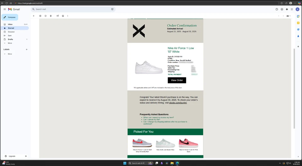 (size 4-13) Nike Air Force 1 White - Image 4 of 4