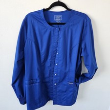 Cherokee Workwear Infinity Blue Women's L Snap Front Scrub Jacket, 3 pockets