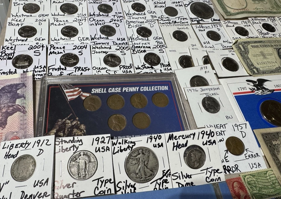 Huge Lot 750+ Coins/stamp/more~Silver WL/Mercury/Indian/Buffalo/“V”/IKE/JFK/VDB+ - Image 2 of 4