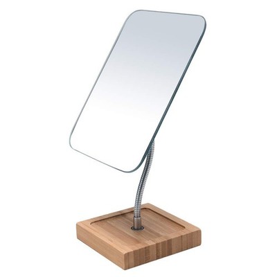 YEAKE Flexible Gooseneck Bamboo Vanity Makeup Mirror,360°Rotation 8'' Large