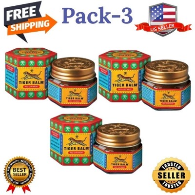 Tiger Balm (Red) Super Strength Pain Relief Ointment 19.4g  (pack of 3 Jars )