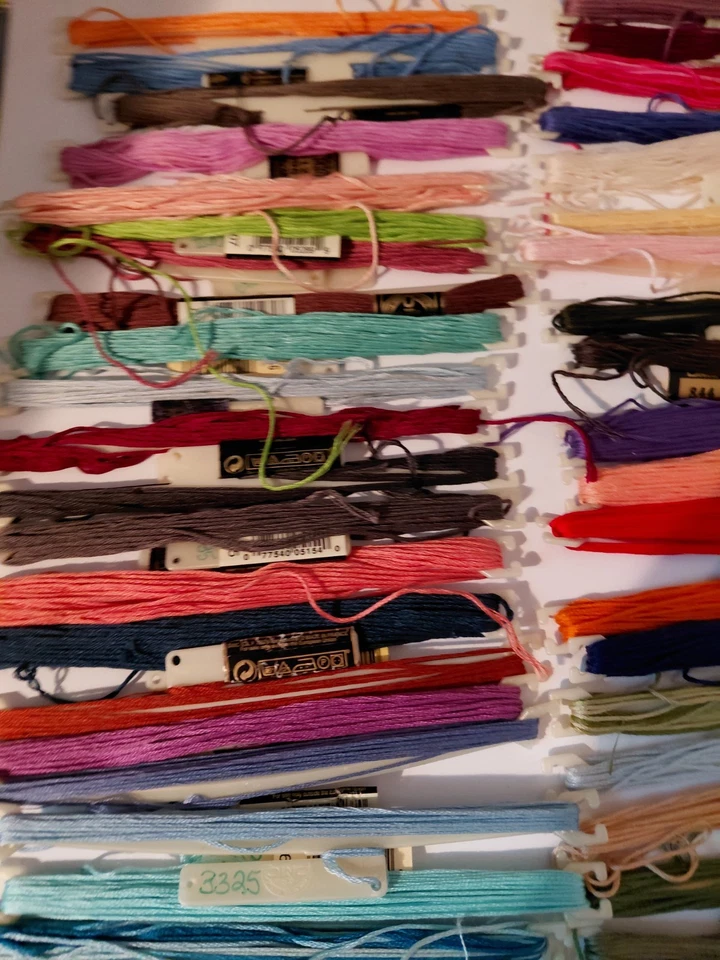 58 DMC embroidery floss skeins + 2 other on Stitch Bow Holders used cotton - Image 3 of 4