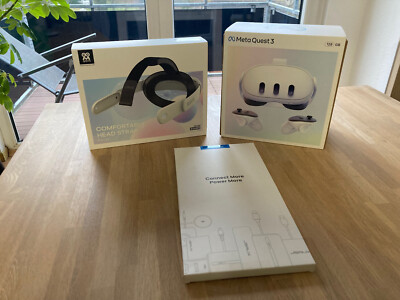 Meta Quest 3 128 GB VR Brille + AMVR Elite Head Strap + JSAUX 5m USB Link Kabel