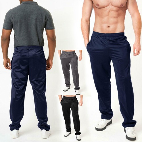 NEW MENS PLAIN SILKY TRACKSUIT BOTTOMS 