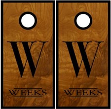 Last Name Burl Wood Cornhole Wrap Bag Toss Skin Decal Sticker