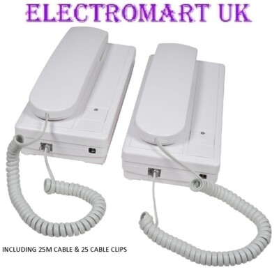 2 WEGE SPRECHANLAGE TELEFON STIL KABEL & CLIPS