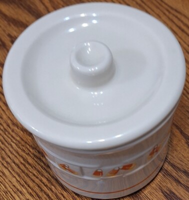 Longaberger Pottery One Pint Candy Corn Crock Fall Halloween