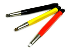3pc Scratch Brush Set Pen Type 5" - Steel Brass Fiberglass Retractable Bristles