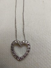 925 Sterling Silver Cubic Zirconia Heart Pendant Necklace 16" Chain