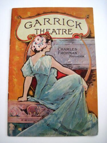Vintage "Garrick Theatre" Program w/ Lovely Lady on Cover *