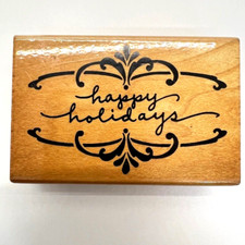 Stampendous Happy Holidays Brackets Craft Rubber Stamp Christmas M191