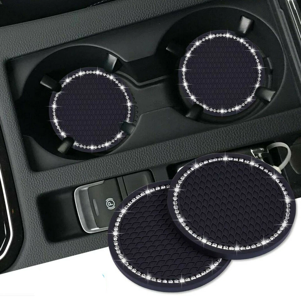 Portavasos de estrás antideslizante para coche 2 piezas accesorios para automóviles, Foto 2 de 4