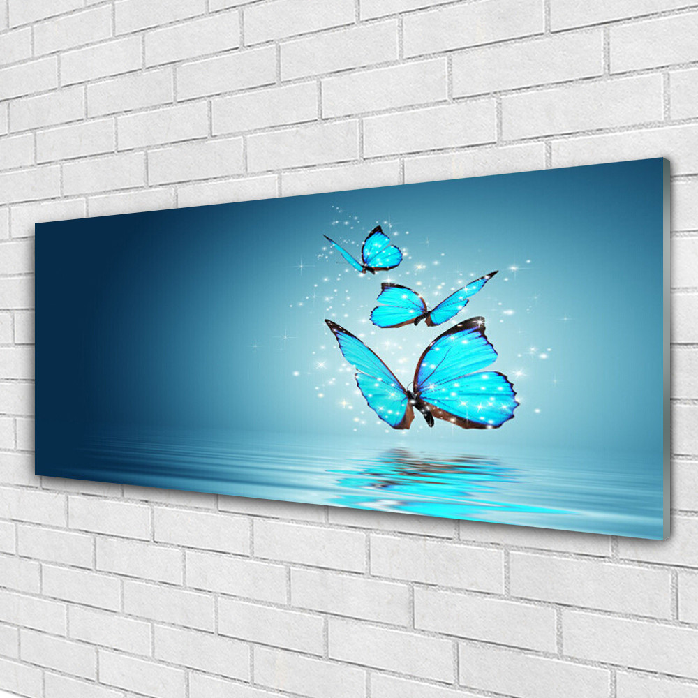 Tableau mural Tulup 125x50 en verre lavable anti-poussiere papillons