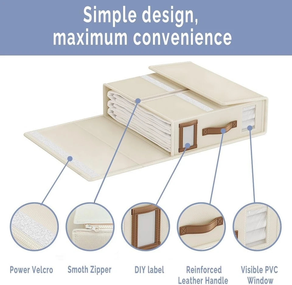 Pack de 4 organizadores de sábanas y almacenamiento de sábanas plegables con ventana y etiqueta ARRAS Foto 2 de 4