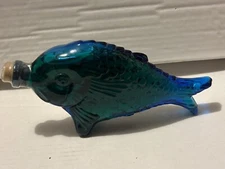 Sealed Blue Glass Fish Bottle With Bubble Bath