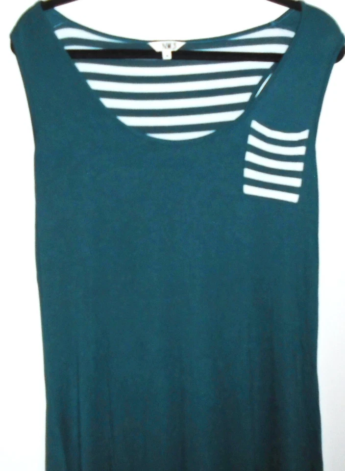 Maxi Vestido N.W.3 Hobbs Wyldes Rayas Azul Verde Azulado Jersey Maxi Talla 16 En muy buena condición Foto 3 de 4