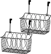 2 Pack Grid Storage Basket over the Cabinet Door Organizer Wire Hanging Basket