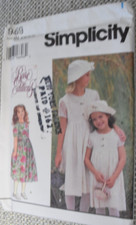 Simplicity 9459 Girls Empire Button Front Dress Hat Pattern Sz 8 10 12 14 Uncut