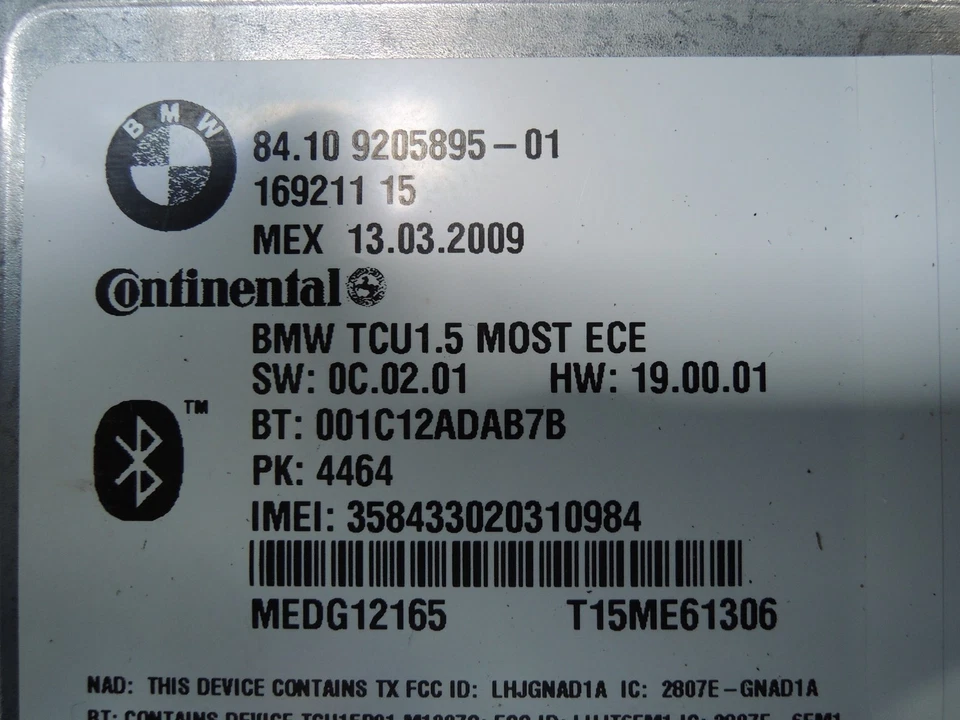 Centralina Modulo Bluetooth BMW Serie 3 M3 Coupé (E92) 4.0i V8 309kW 8410920589501 - Immagine 2 di 2