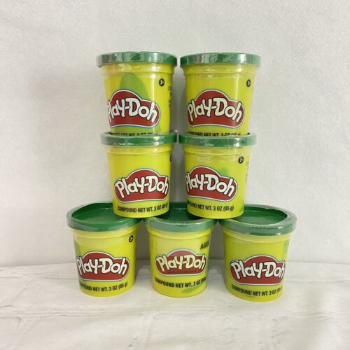 Lot Of 7 NEW - Play Doh Modeling Clay 3oz Containers Hasbro Green - Picture 1 of 2