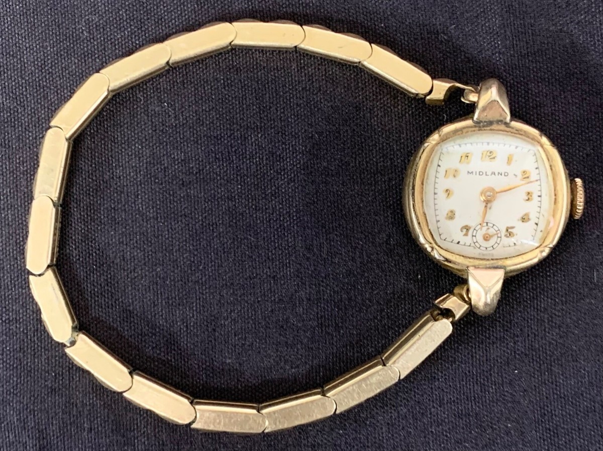 『HAMI 10K WATCH』 VTG Rare 1940's Midland 10K RGP Bezel Stainless Steel Swiss