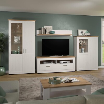 trendteam 4-tlg. Wohnzimmerkombination Wohnwand - Wohnzimmer Shade - 368x194x45