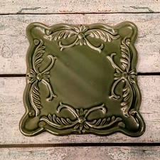 California Pantry Classic Ceramics Moss Green 6.5" Square Plate Trivet