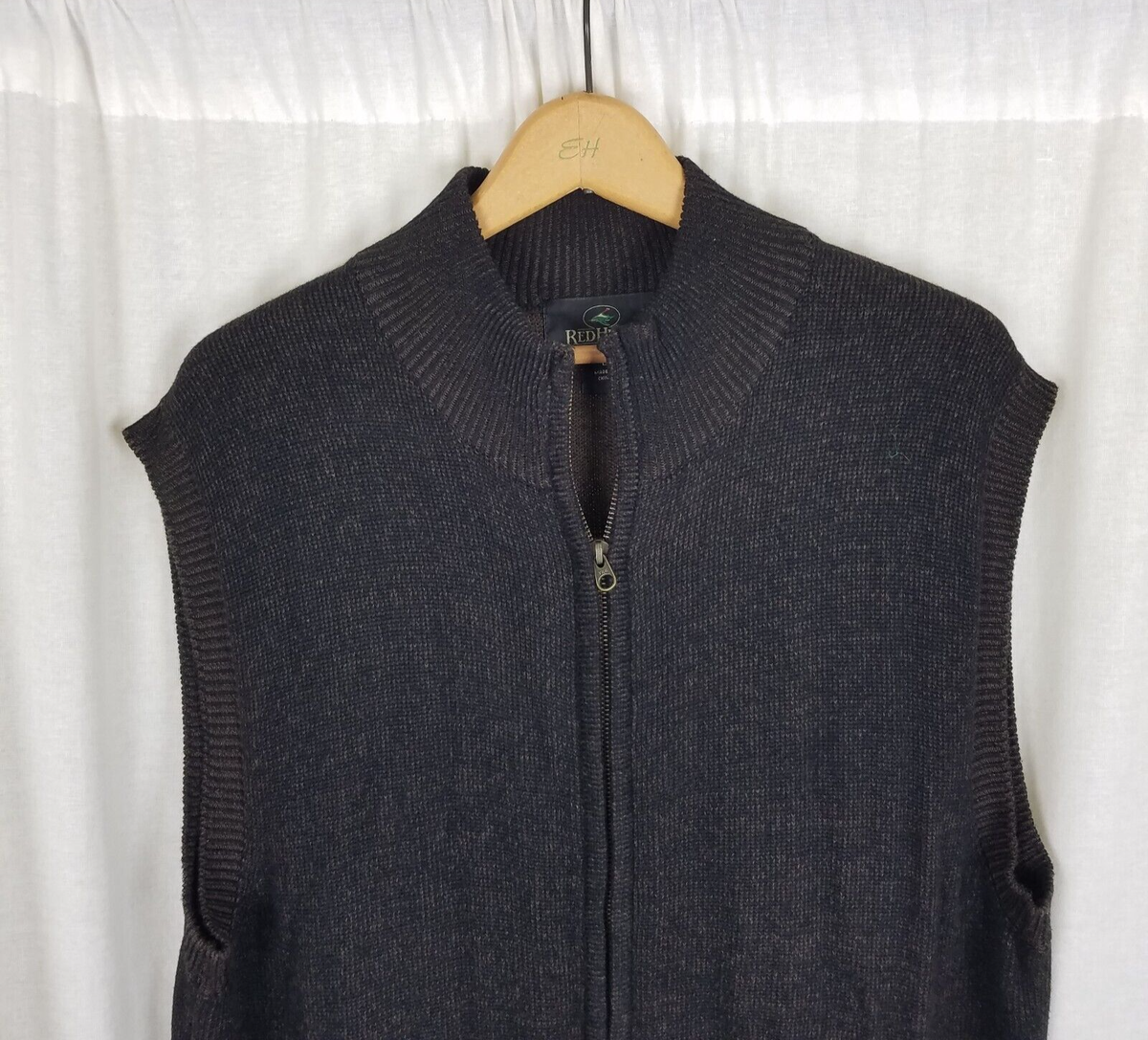 RedHead Full Zip Up Funnel Neck Sweater Vest Mens L Knit Classic