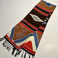 Multicolor Tribal Pattern Rectangle Scarf Blue Red Teal Brown 10  x 66  