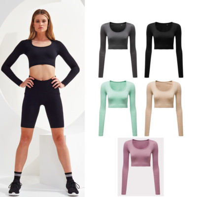 TriDri  TriDri Women's Ribbed Seamless '3D Fit' Crop Top TR224 - Long Sleeve Top