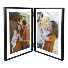 Black 8x10 Hinged Double Metal Frame for 7x9 6x8 Photos