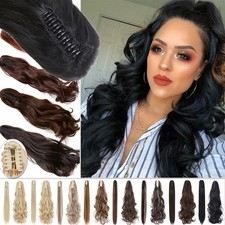 Long Straight Curly Claw Clip Ponytail Hair Extension Real As Human Pony Tail US