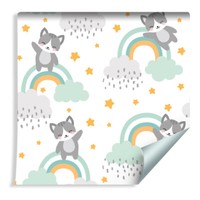 10M Vlies Tapete Rolle Kinderzimmer Katzen Wolken Sterne Regenbogen Xxl 448