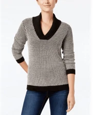 Black and White Shawl Collar Sweater Charter Club $59.50