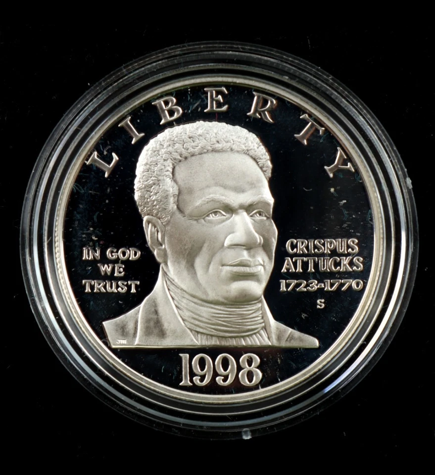 1998 Black Revolutionary War Patriots Silver Dollar (Crispus Attucks) - Image 2 of 4