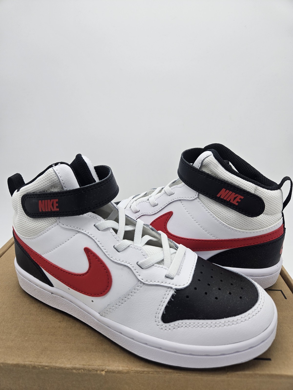 Nike Kids Court Borough Mid Black Red White Size 3