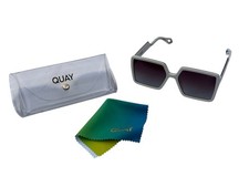 Quay Almost Ready White/Brown Square Polarized Sunglasses With Case And Cloth