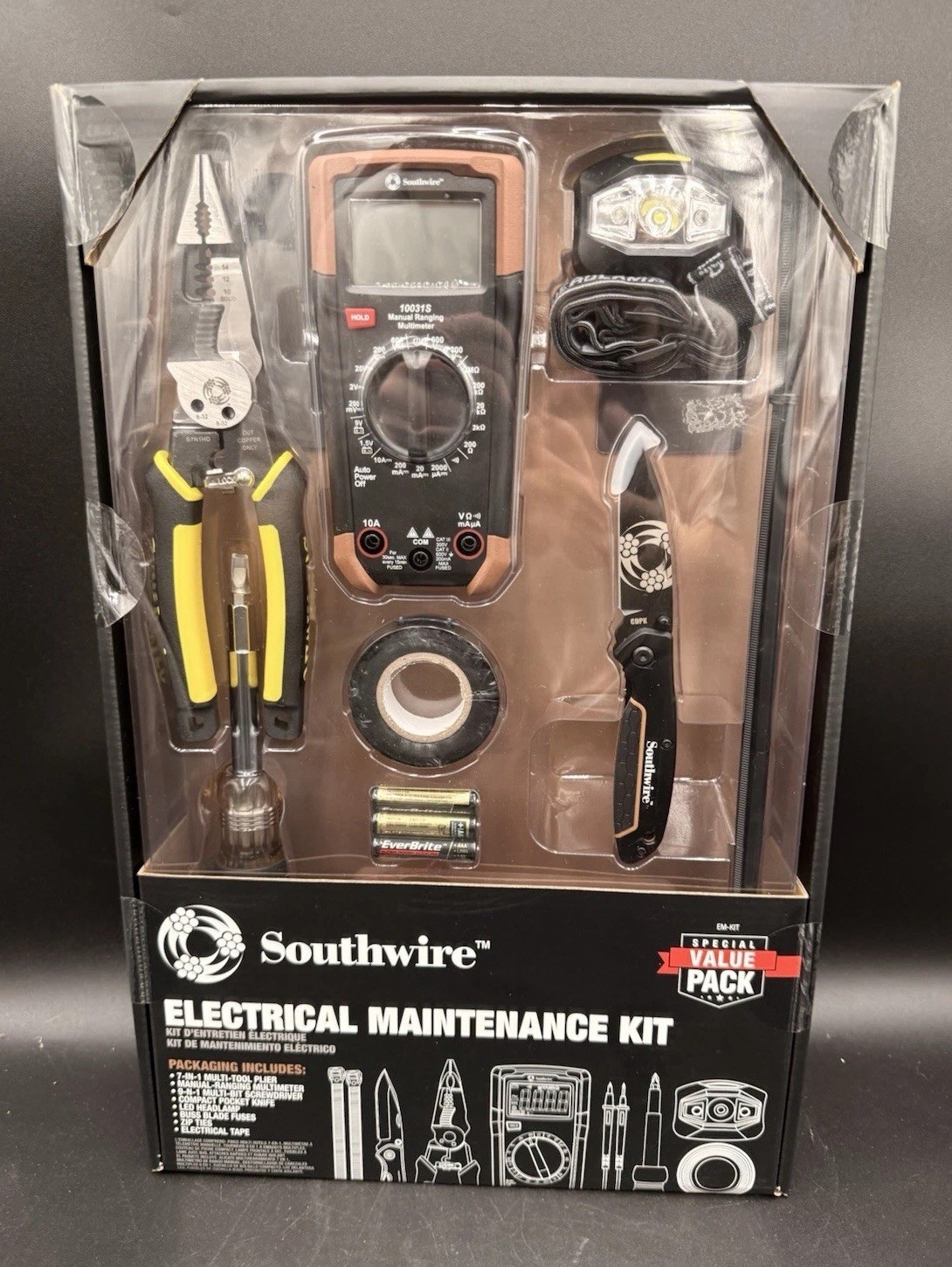 Southwire EM-KIT 8pc Electrical Maintenance Tool Kit w Multimeter