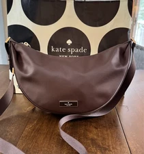 Kate Spade Carter Nylon Medium Sling Bag In Hot Fudge NWT