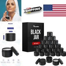 Small Plastic Jars With Lids 2 Oz Black Containers For Creams Lotions Oils