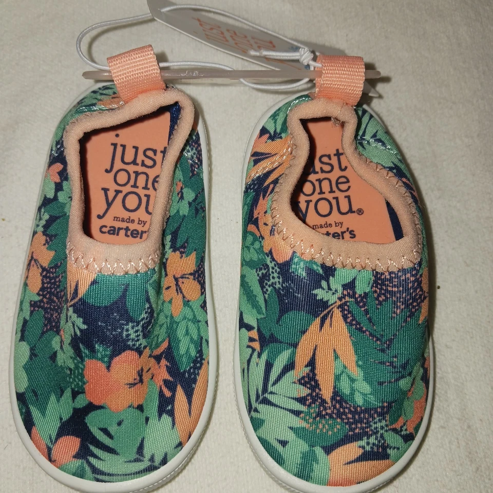 Flotadores para bebé Carters talla 3. Sin cordones floral rosa verde.  Lote de 2pr. Nuevo Foto 2 de 4