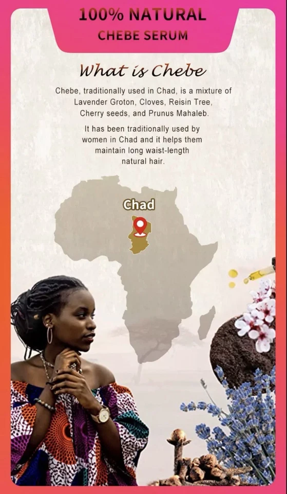 Polvo Chebe africano 100 g 100 % ingredientes naturales promueven el crecimiento del cabello stock en EE. UU. Foto 4 de 4
